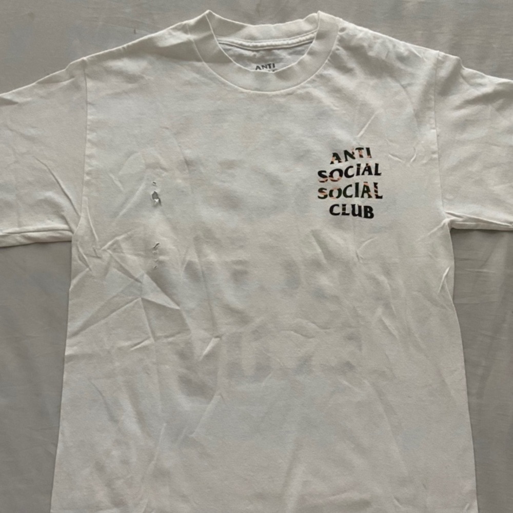 Anti Social Social Club Tiger Camo White Tee Shirt - Picture 2 of 4